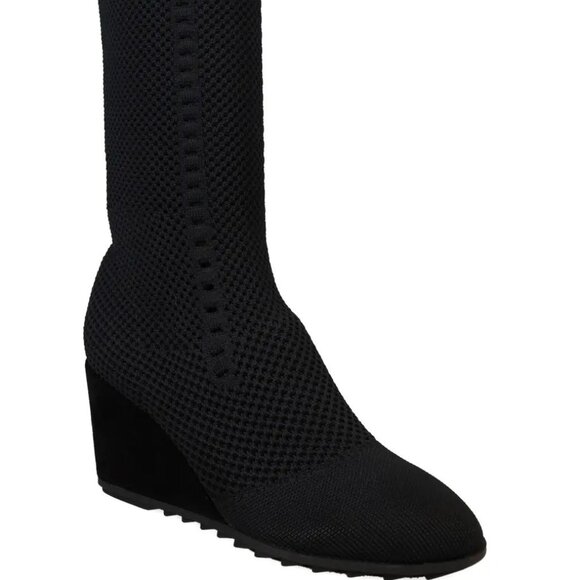 EILEEN FISHER Kasana Tall Wedge Stretch Knit Socks Boots Size 6 Black NEW - Picture 2 of 10